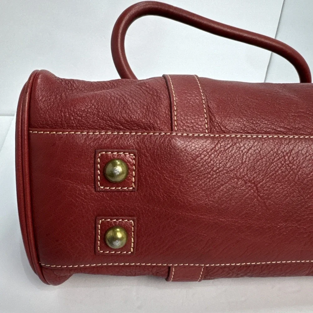 MULBERRY Bayswater Red Leather Tote Bag Turn Lock Handbag Vintage